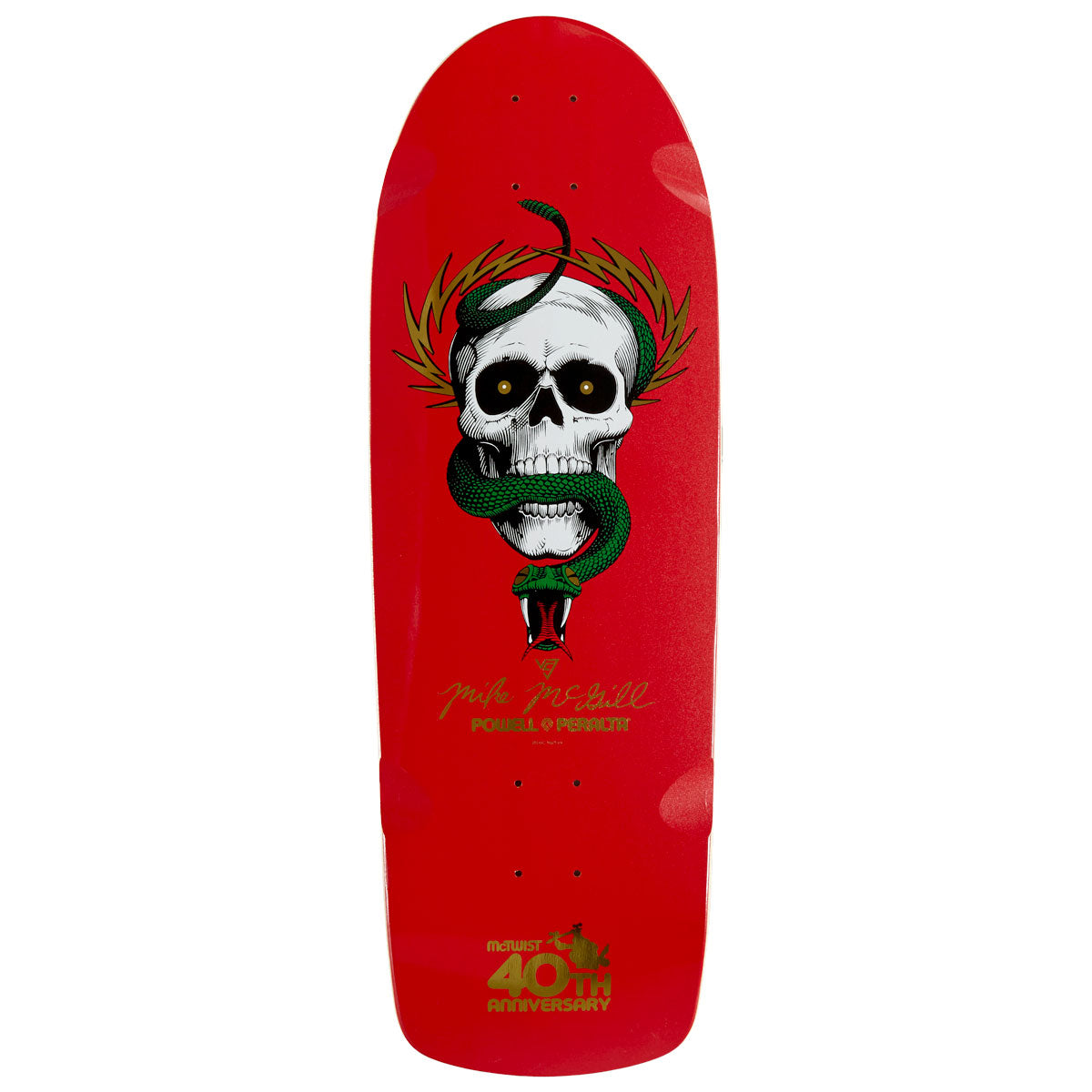 Powell-Peralta Mike McGill McTwist 40th Anniversary Reissue Skateboard Deck - Red/Gold Foil - 10.00