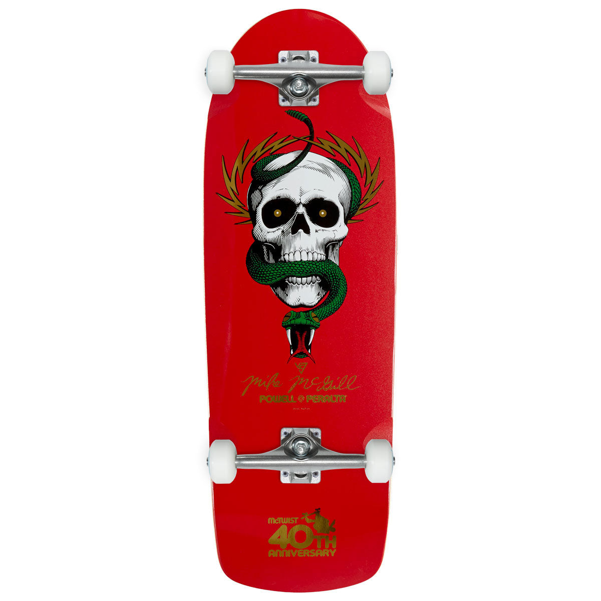 Powell-Peralta Mike McGill McTwist 40th Anniversary Reissue Skateboard Complete - Red/Gold Foil - 10.00