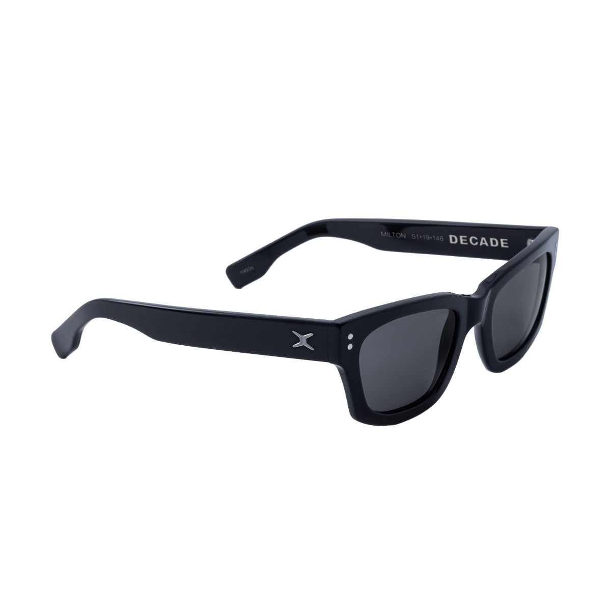 Decade Milton 60s Sunglasses - Gloss Black Acetate/Grey CR39 image 1