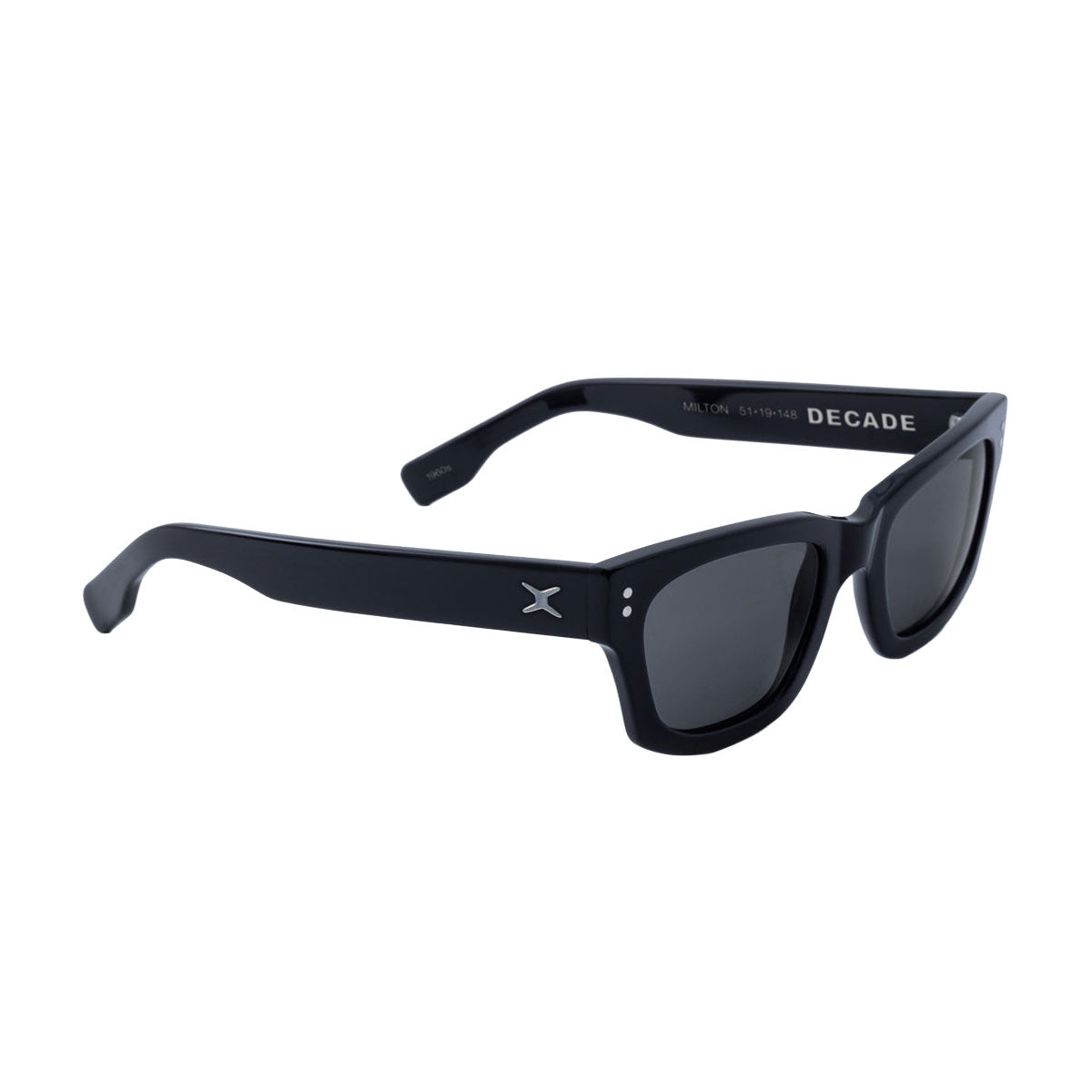 Decade Milton 60s Sunglasses - Gloss Black Acetate/Grey Tac Polarized image 1