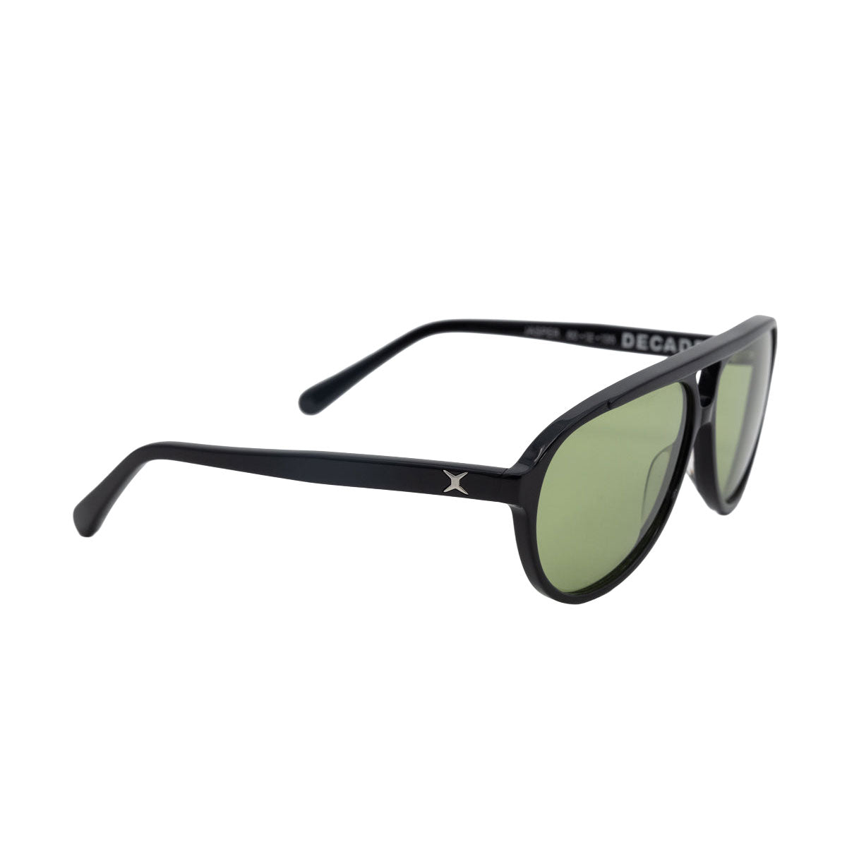Decade Jasper 80s Sunglasses - Gloss Black Acetate/Green CR39 image 1