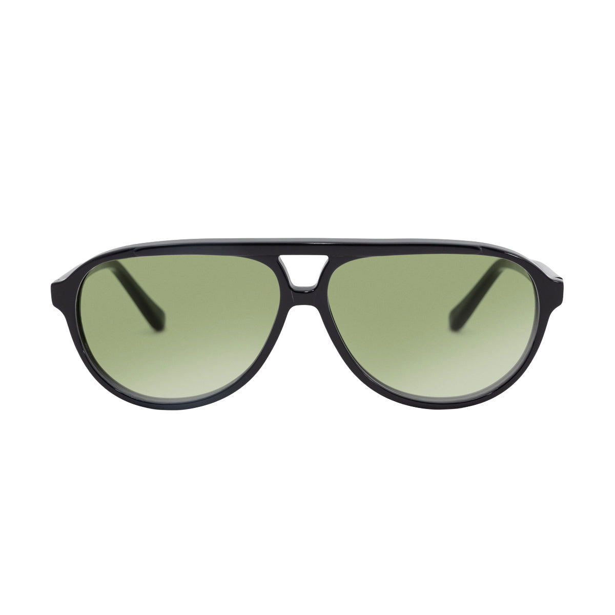Decade Jasper 80s Sunglasses - Gloss Black Acetate/Green CR39 image 2