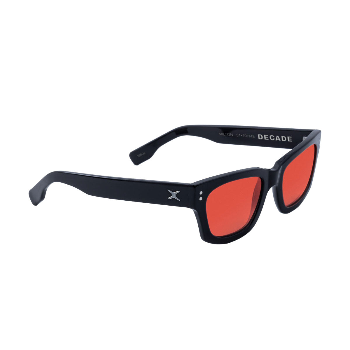 Decade Milton 60s Sunglasses - Gloss Black Acetate/Red CR39 image 1