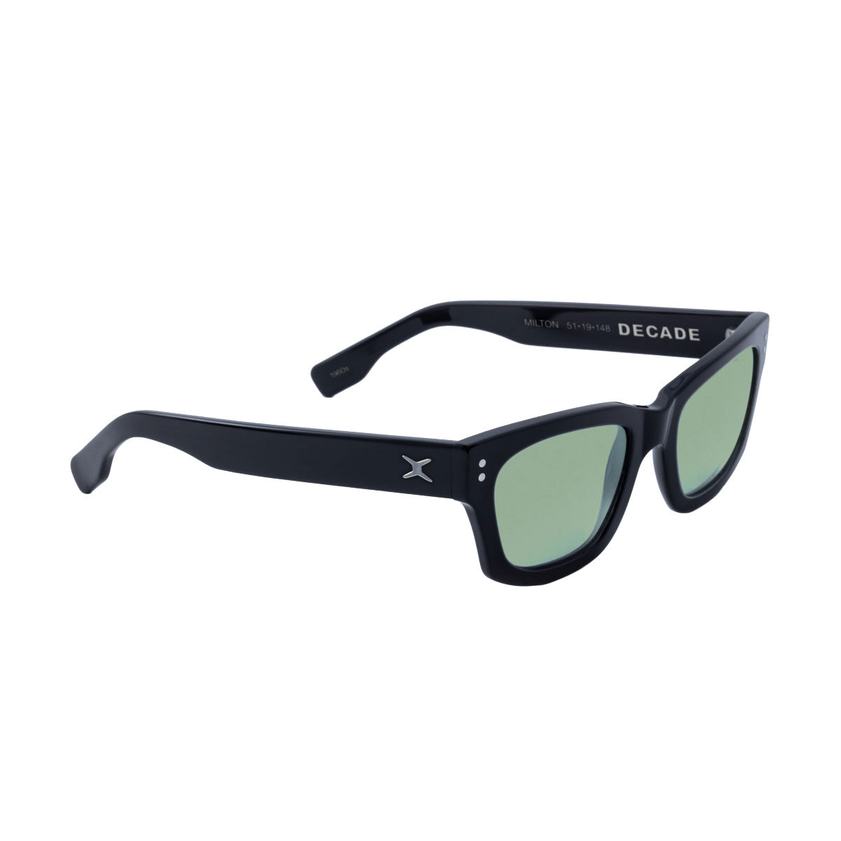 Decade Milton 60s Sunglasses - Gloss Black Acetate/Green CR39 image 1