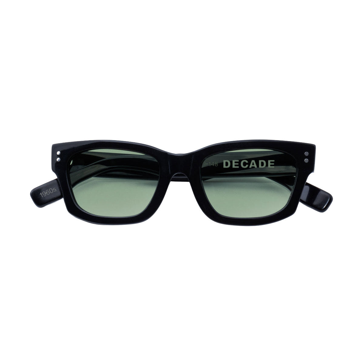 Decade Milton 60s Sunglasses - Gloss Black Acetate/Green CR39 image 3