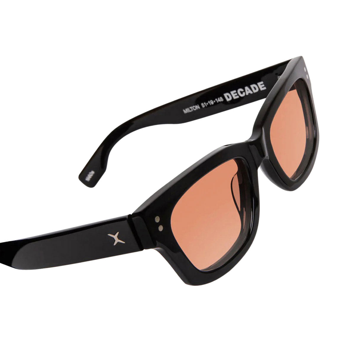 Decade Milton 60s Sunglasses - Gloss Black Acetate/Sunset CR-39 image 4