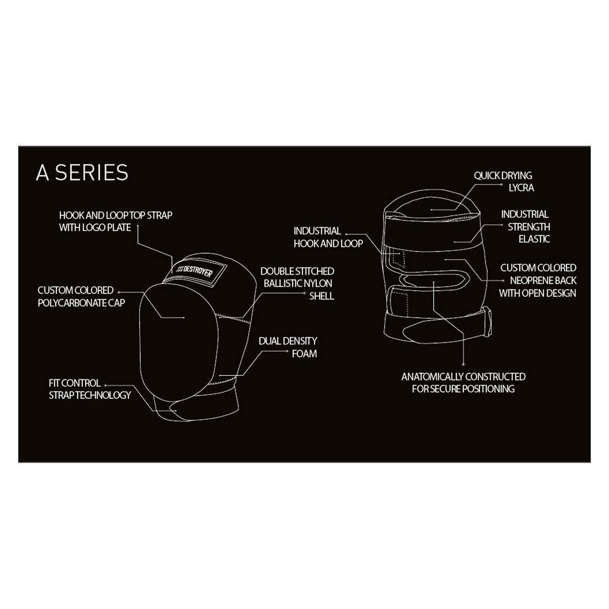 Destroyer A Series Knee Pads - Black image 5