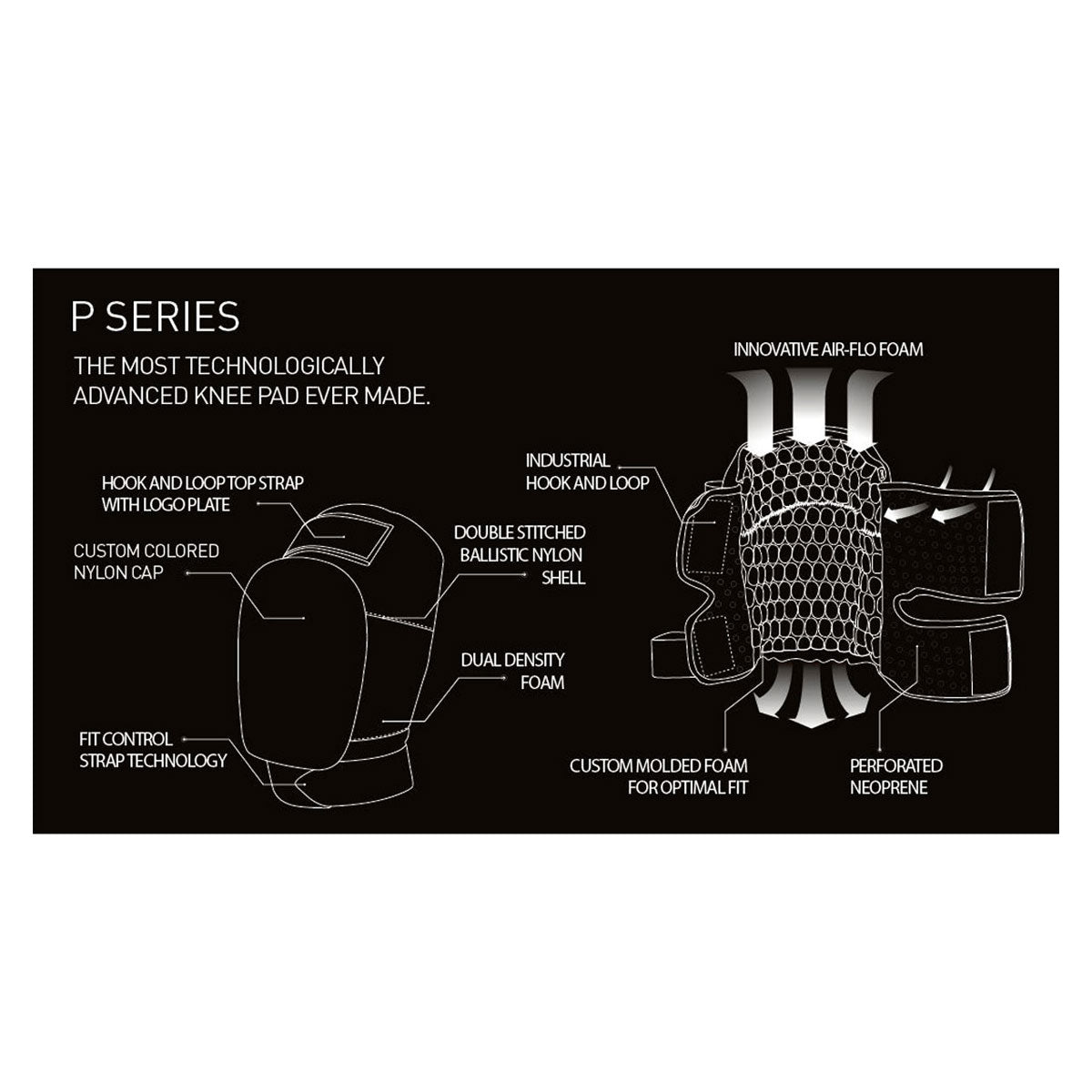 Destroyer P Series Knee Pads - Black/White image 5