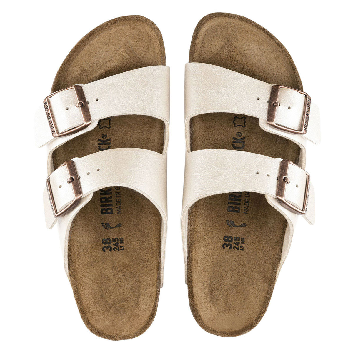 Birkenstock Womens Arizona Graceful Pearl Shoes - White Birko-Flor image 3