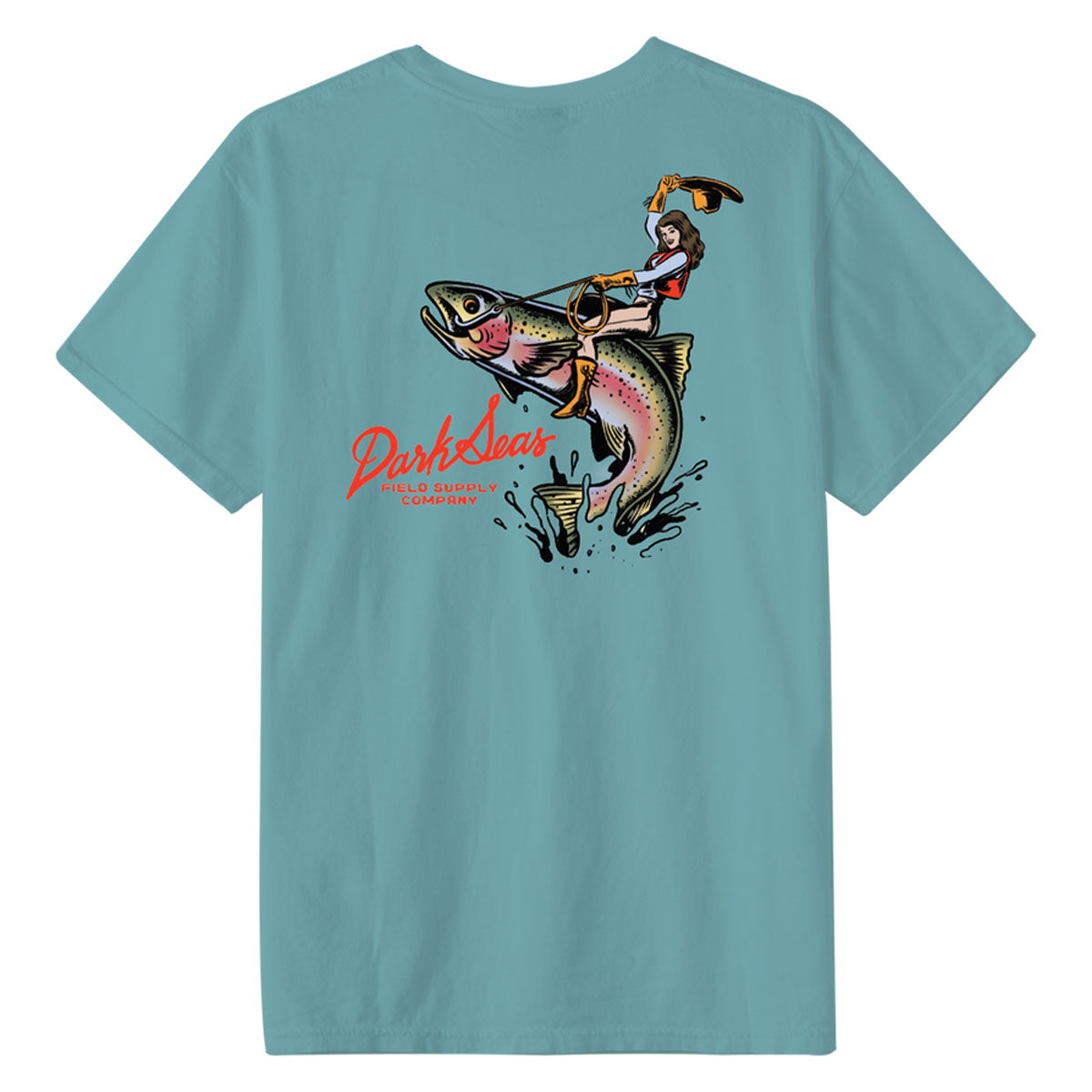 Dark Seas Rainbow Rider Pigment T-Shirt - Aqua image 1