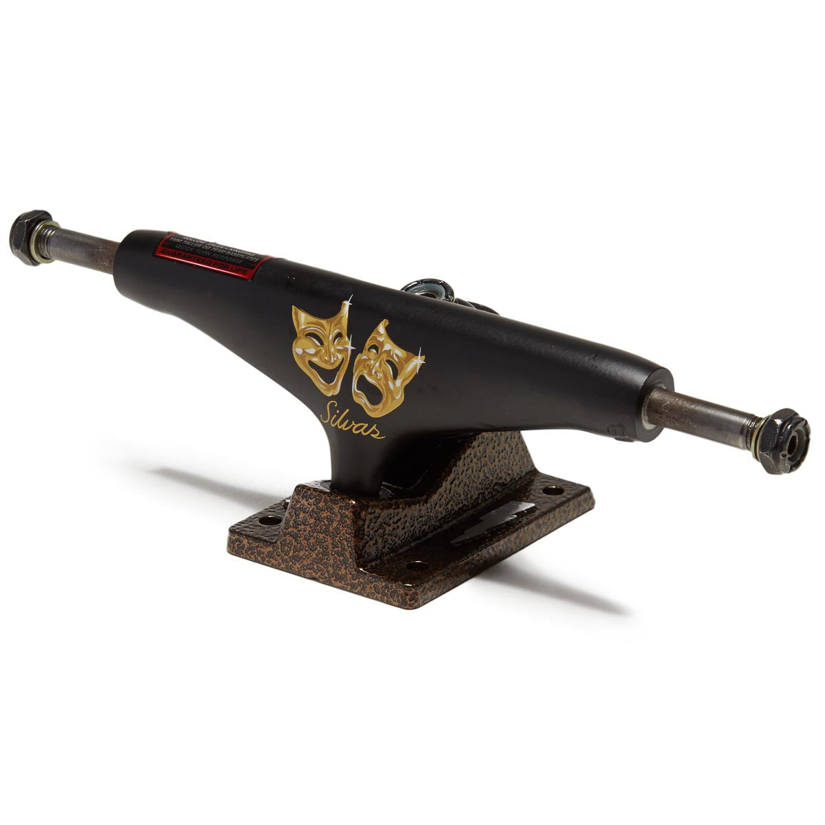 Thunder Miles Silvas Masked Team Hollows Skateboard Trucks - Flat Black/Gold Vein - 148mm image 1