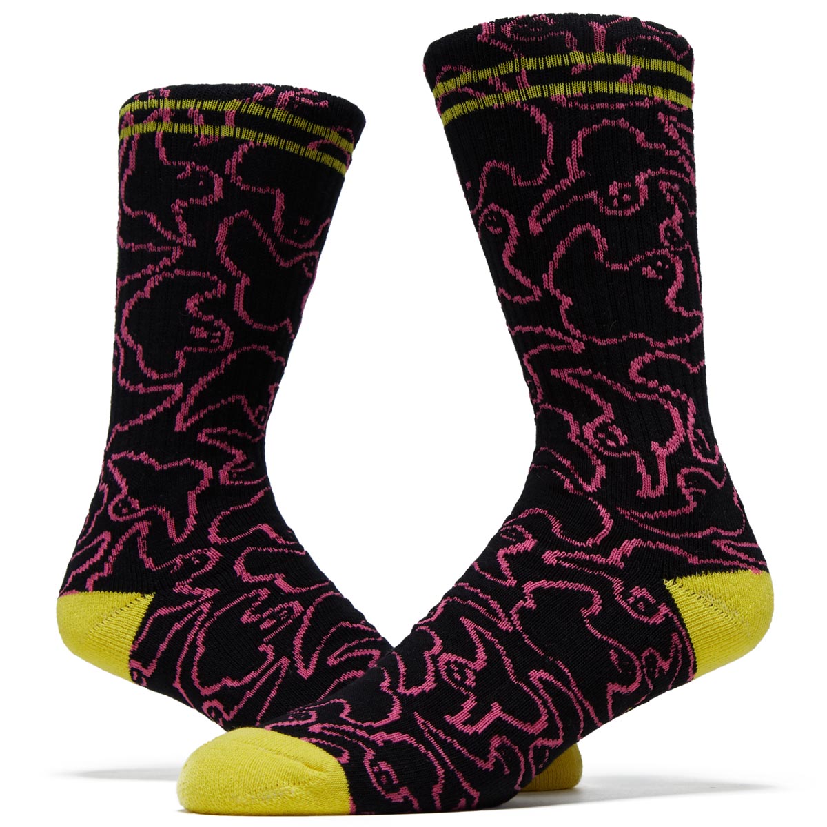 Krooked Multi Birds Socks - Black/Pink/Yellow image 2