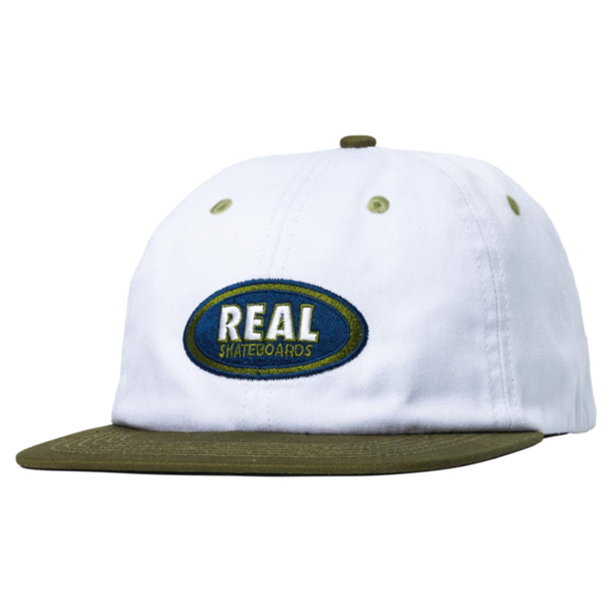 Real Oval Emb Hat - White/Olive/Navy image 1