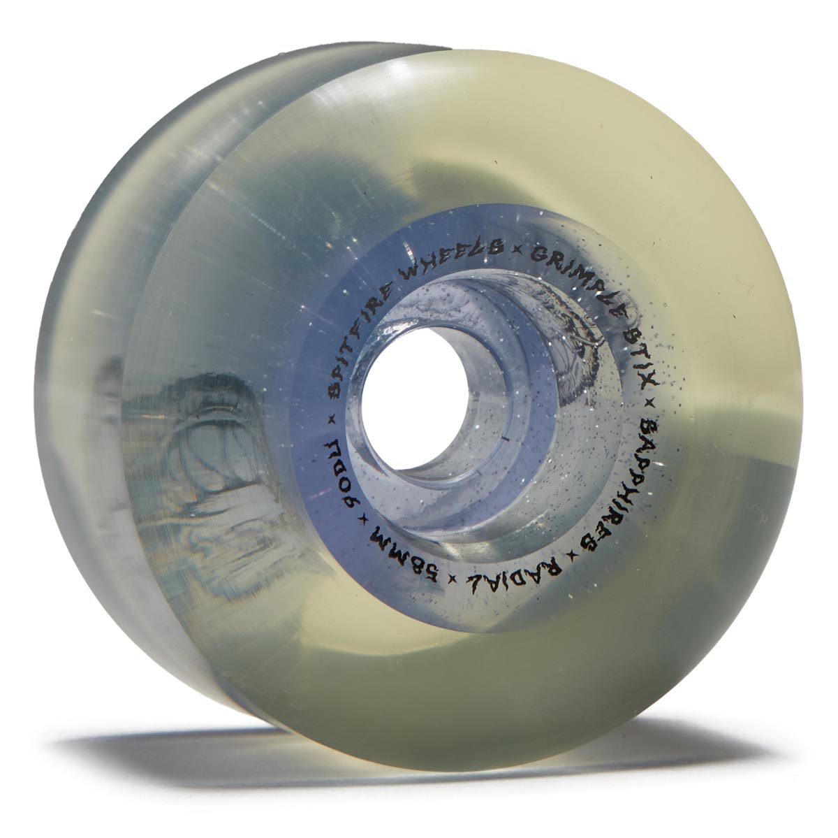 Spitfire x Grimple Stix Sapphires 90d Grimple Dust Skateboard Wheels - Clear/Silver Glitter - 58mm image 1