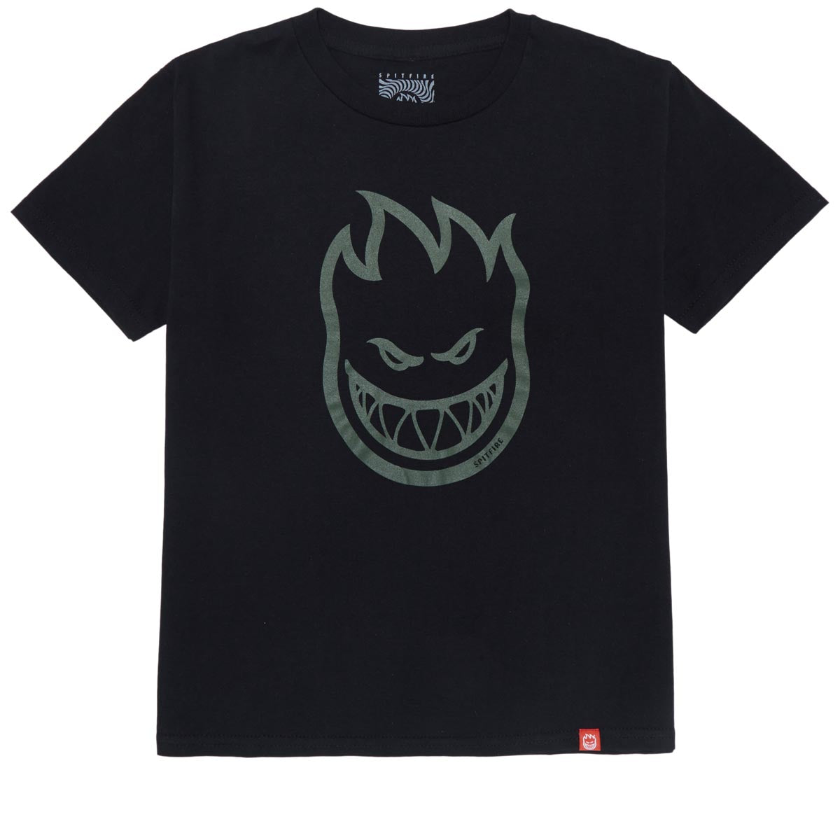 Spitfire Youth Bighead T-Shirt - Black/Olive image 1