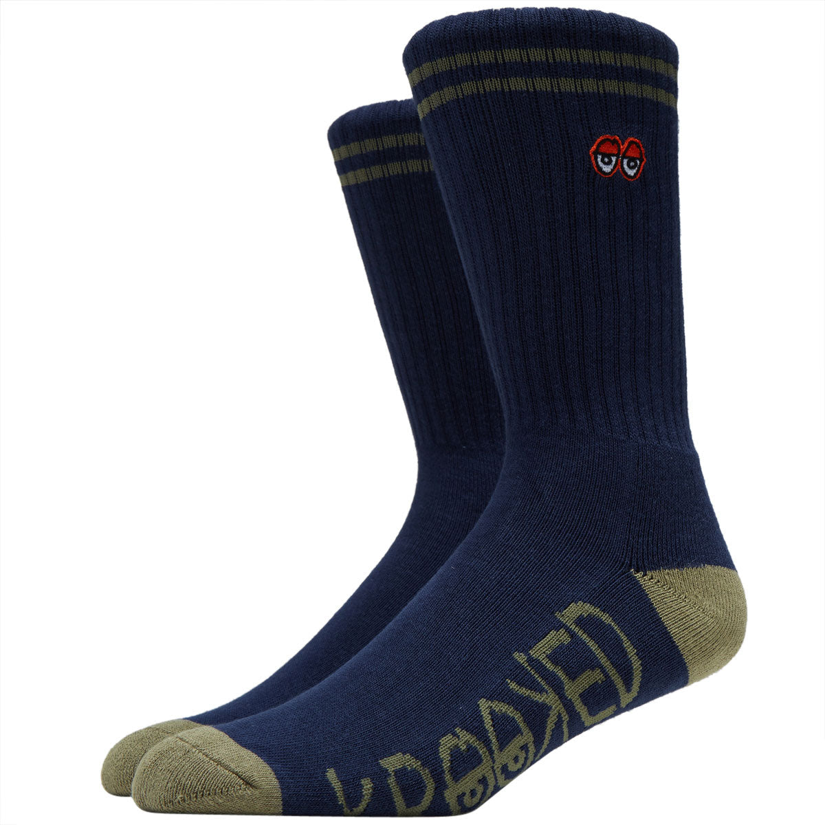 Krooked Eyes Emb Socks - Navy/Olive/Orange image 1