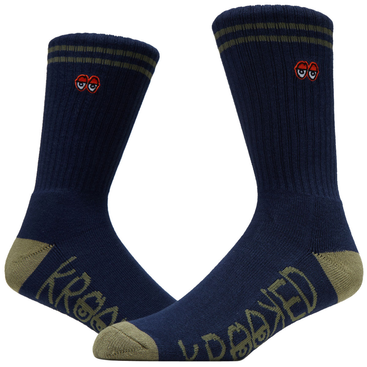 Krooked Eyes Emb Socks - Navy/Olive/Orange image 2