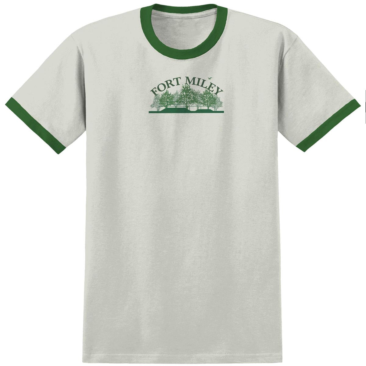 Real Fort Miley Ringer T-Shirt - Natural/Forest Green/Green image 1