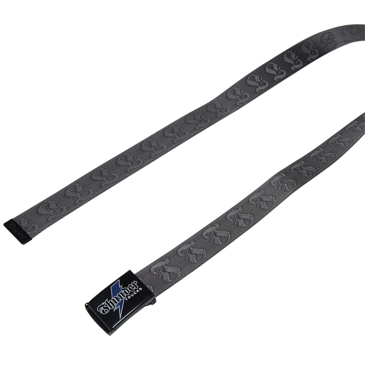 Thunder Bolt Script Jacquard Web Belt - Grey/Black/Blue image 2