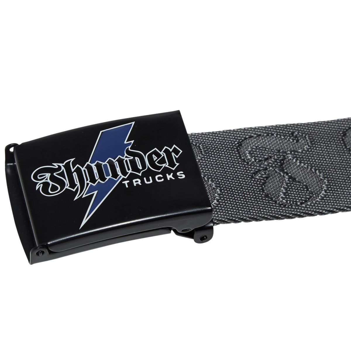 Thunder Bolt Script Jacquard Web Belt - Grey/Black/Blue image 3