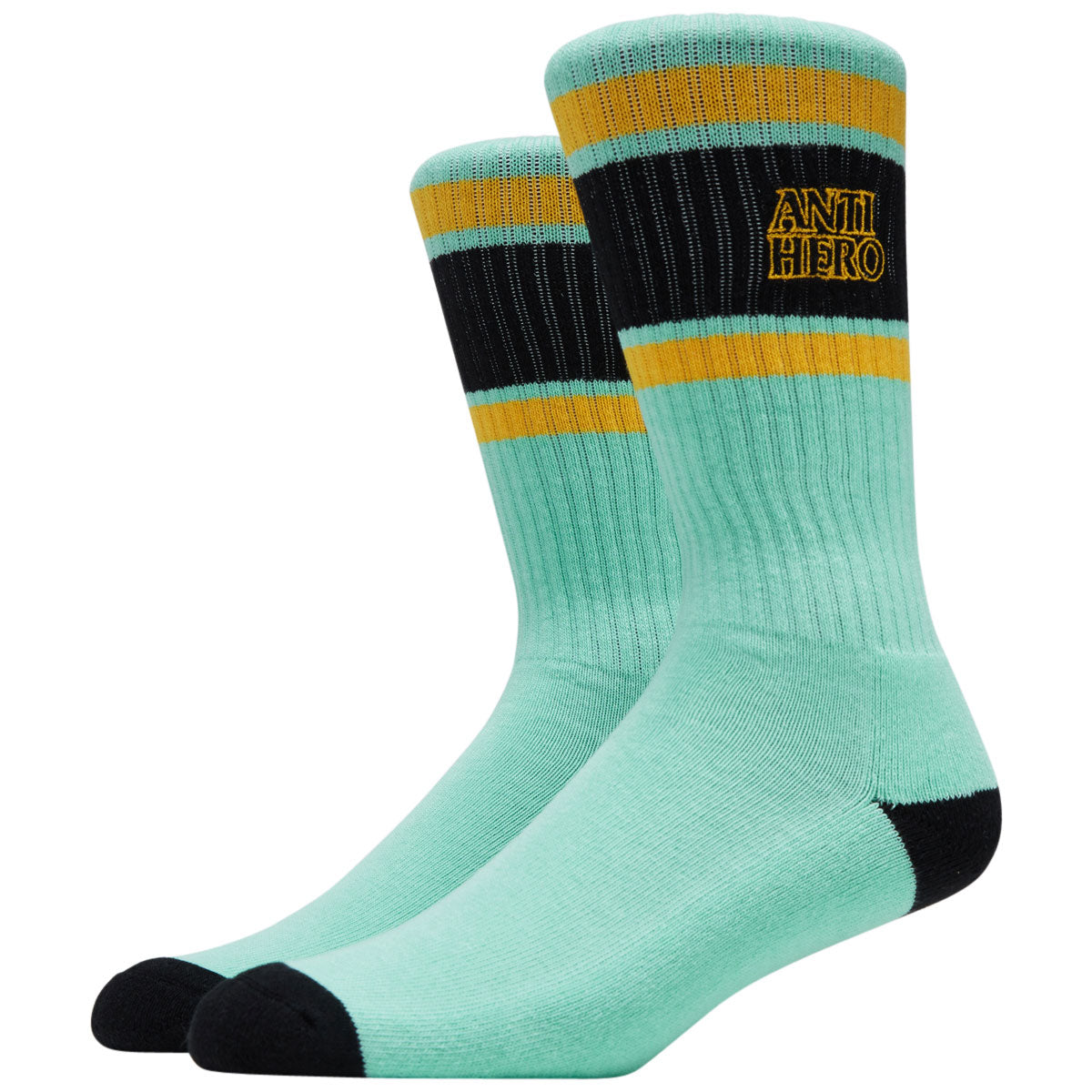 Anti-Hero Blackhero Outline Emb Socks - Green/Black/Gold image 1