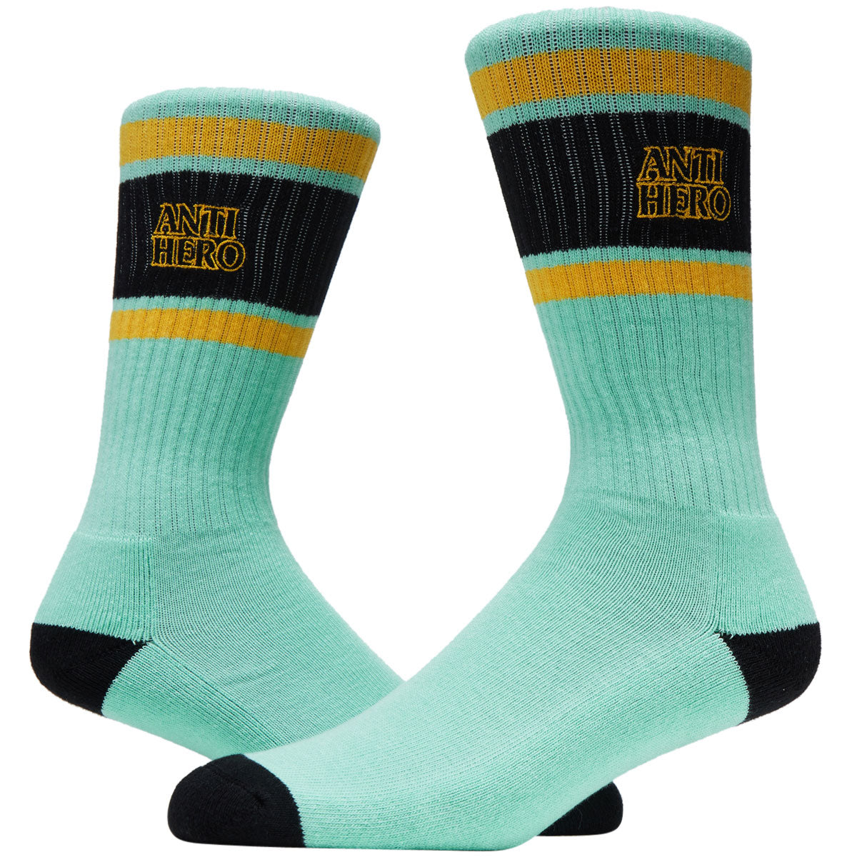 Anti-Hero Blackhero Outline Emb Socks - Green/Black/Gold image 2