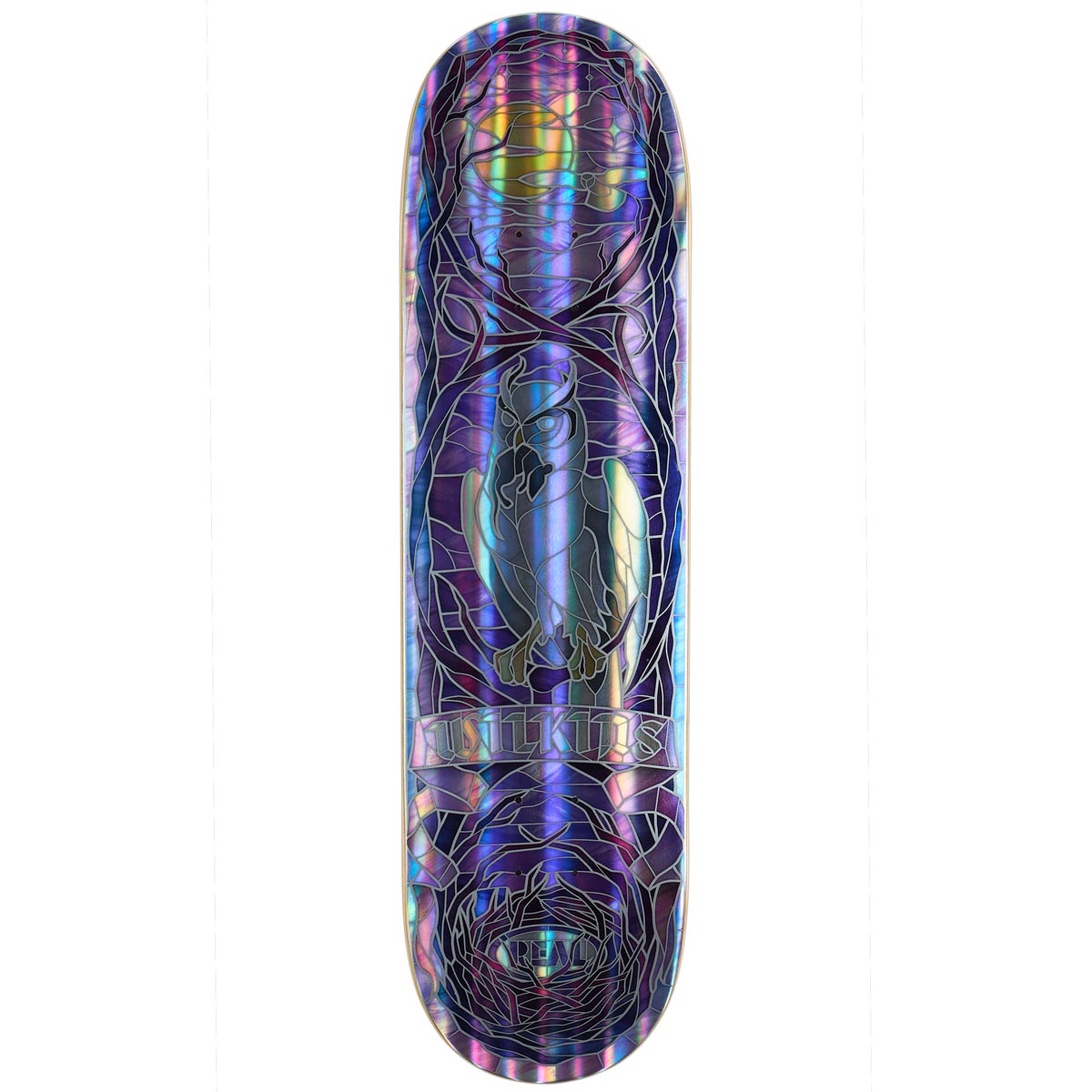 Real Wilkins Holographic Rainbow Foil Cathedral Skateboard Deck - Purple - 8.50