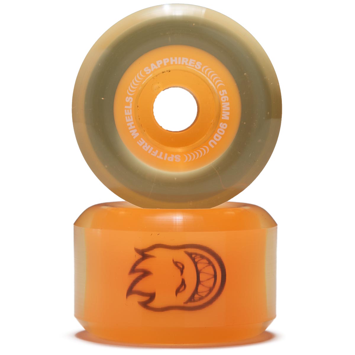 Spifire 90d Sapphires Skateboard Wheels - Clear/Neon Orange - 56mm image 2