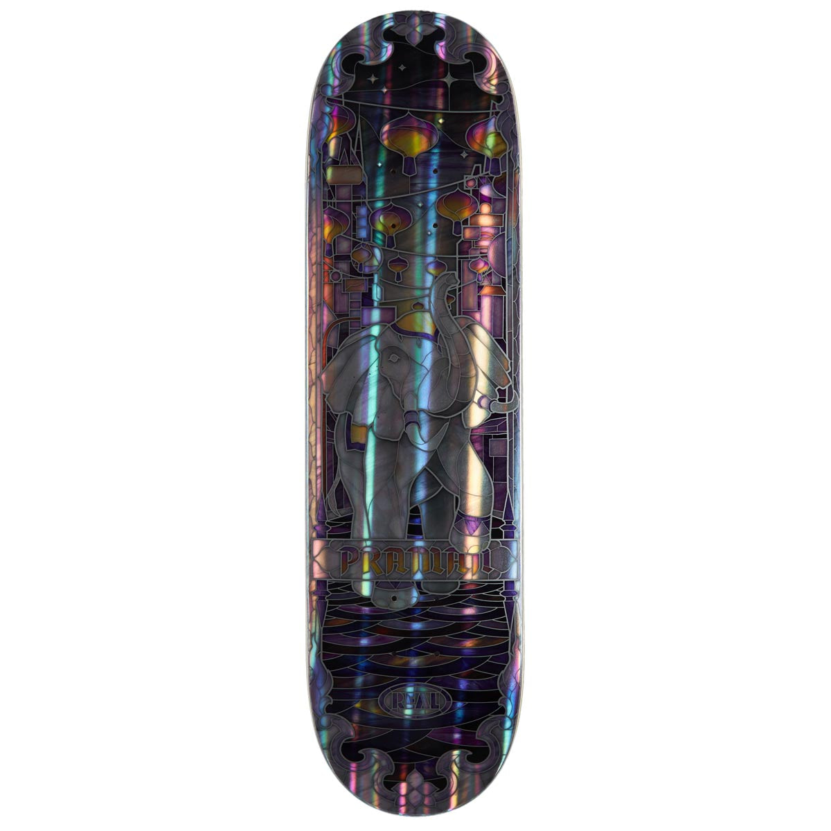 Real Praman Holographic Cathedral Skateboard Deck - Purple - 8.50