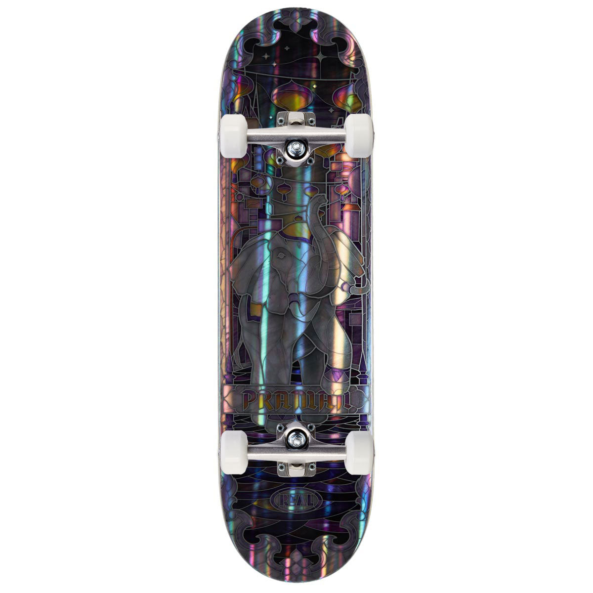 Real Praman Holographic Cathedral Skateboard Complete - Purple - 8.50