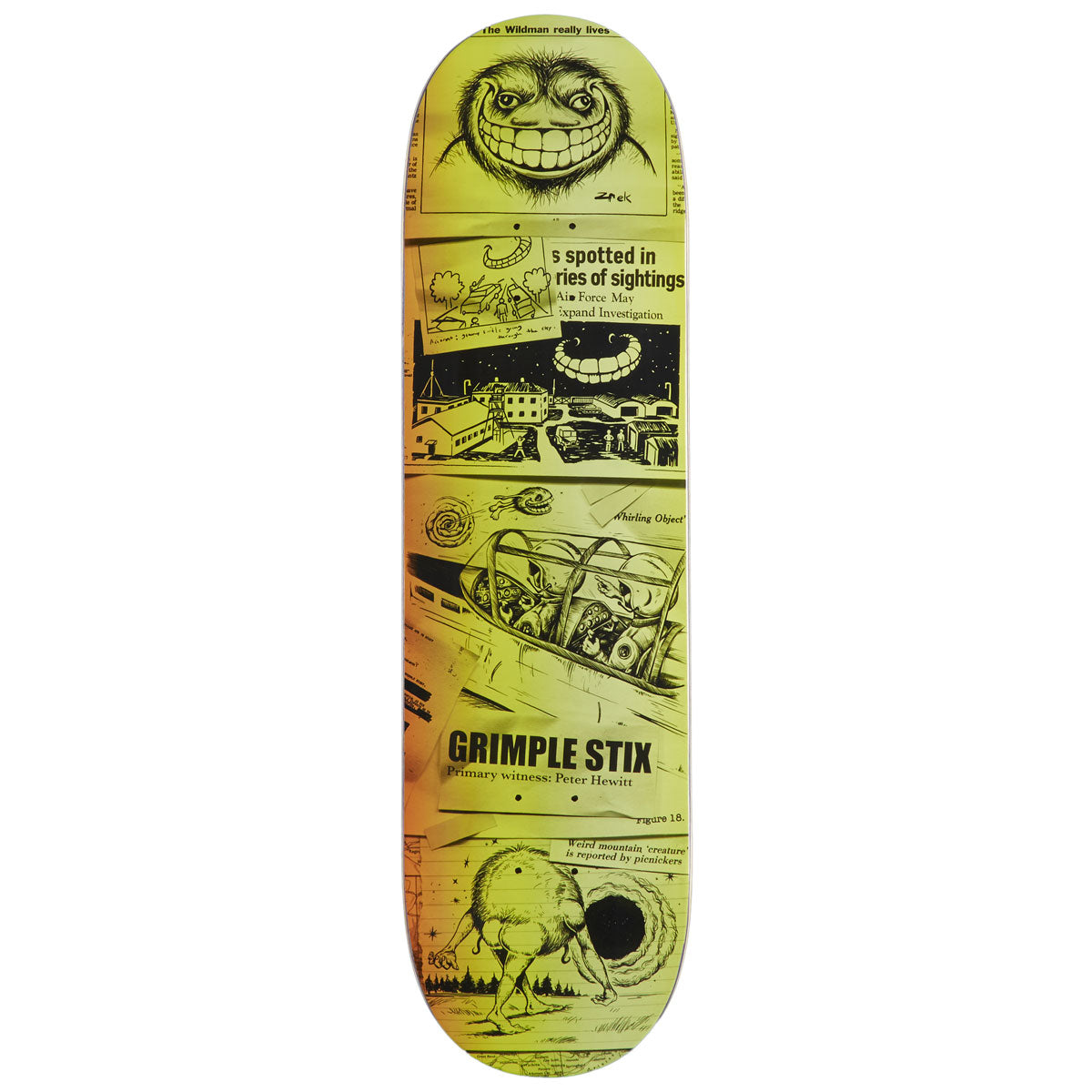 Anti-Hero Hewitt Grimple Sticks Sightings Skateboard Deck - Yellow - 8.38