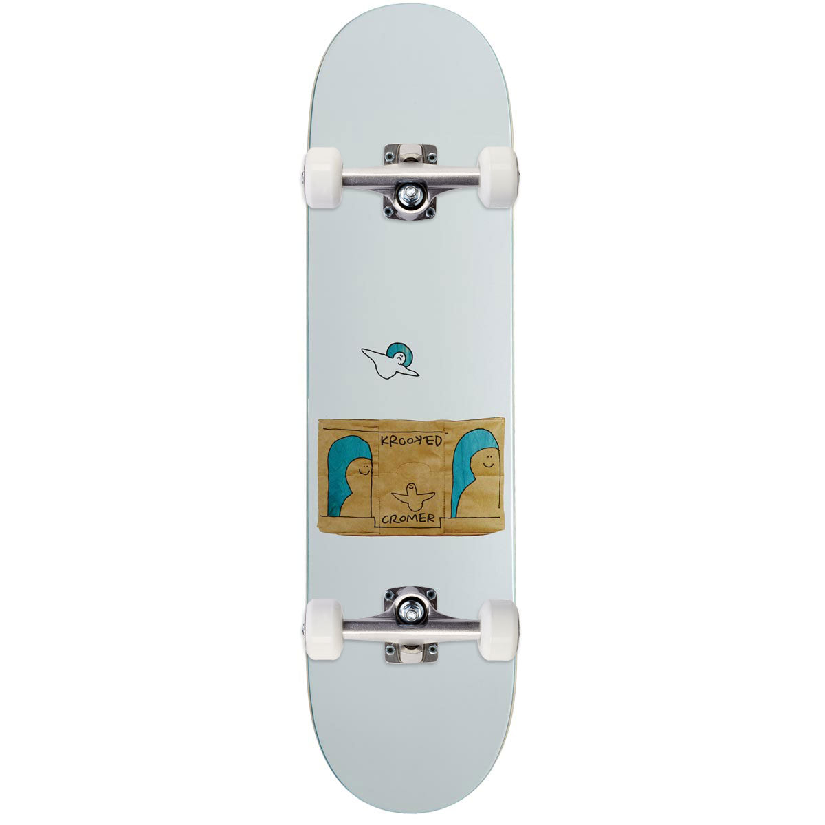 Krooked Cromer Grocery Smile Skateboard Complete - White - 8.06