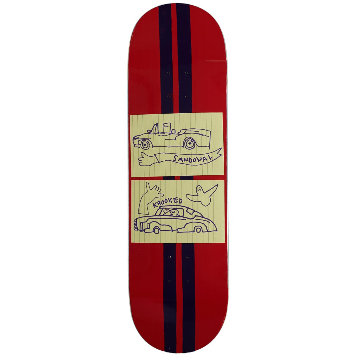 Krooked Sandoval Racecar Skateboard Deck - Red - 9.02