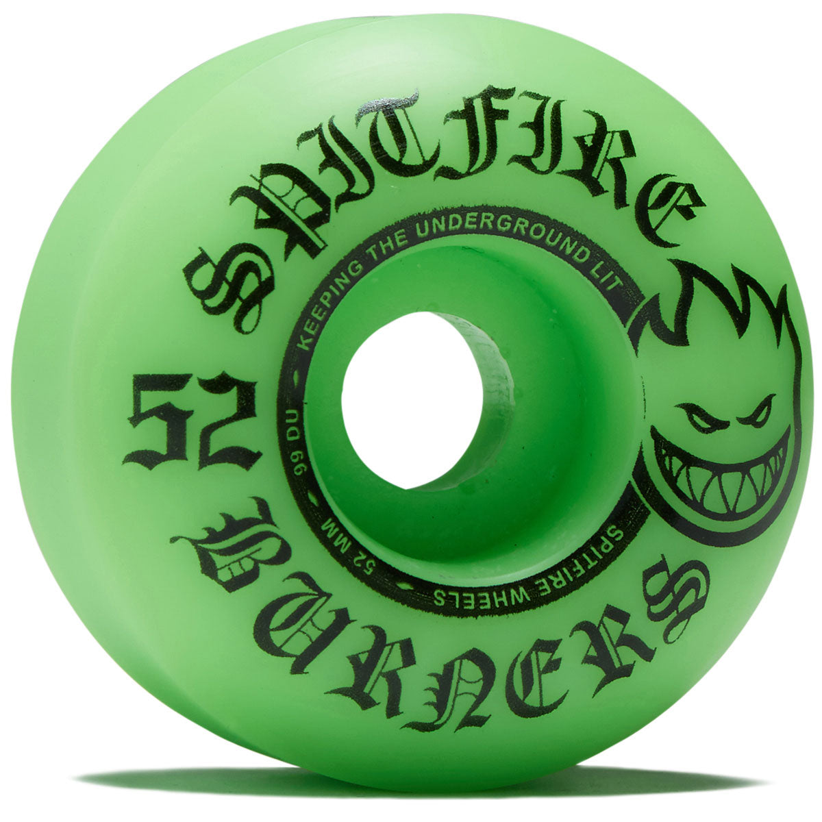 Spitfire Burner 99du Green Skateboard Wheels - Green - 52mm image 1