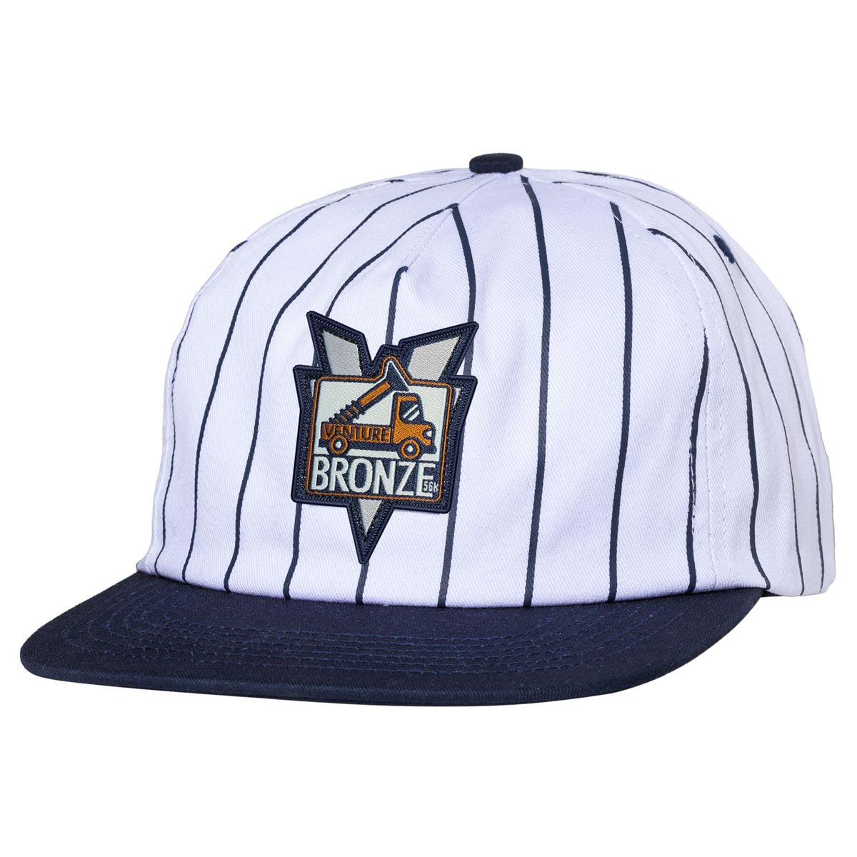 Venture x Bronze Pickup Hat - White/Navy Pinstripe image 1