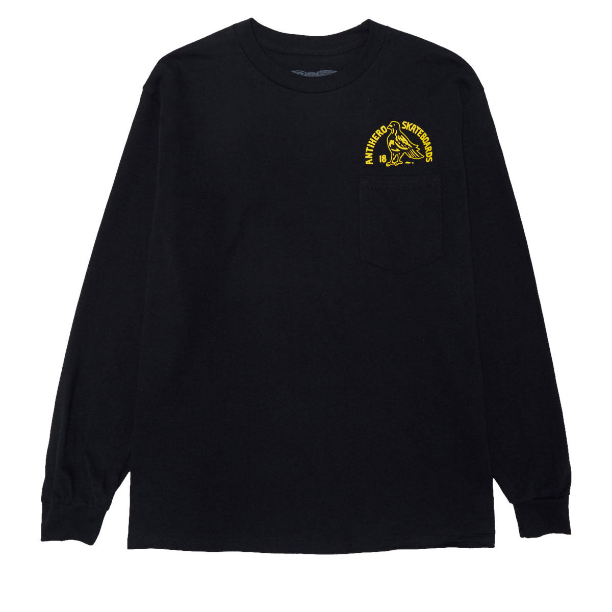 Anti-Hero Rock Dove Fill Long Sleeve Pocket T-Shirt - Black/Yellow image 1