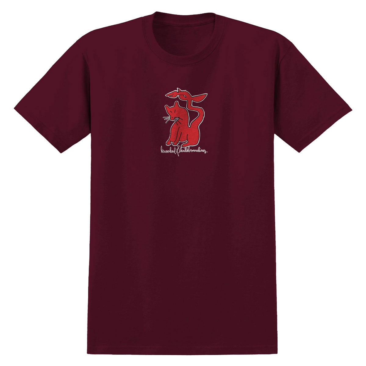 Krooked Kat Serpent T-Shirt - Burgundy/Red/White/Black image 1