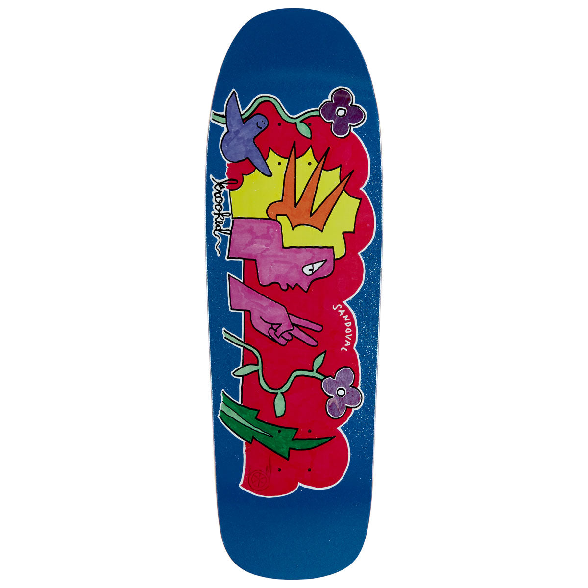 Krooked Sandoval Peace Sign Skateboard Deck - Blue - 9.81
