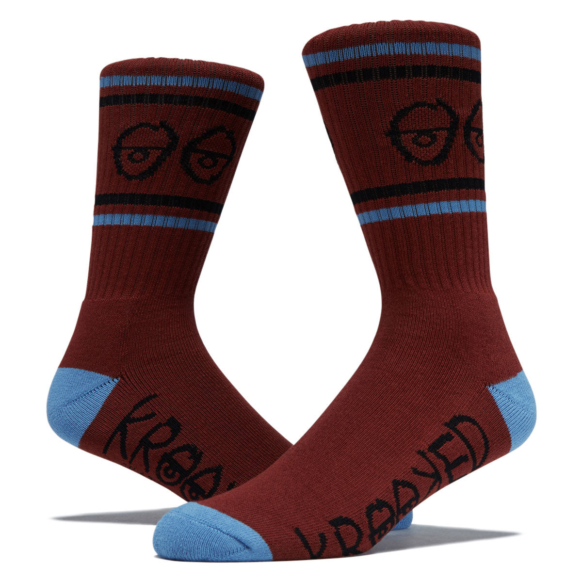 Krooked Eyes Socks - Dark Red/Blue/Black image 2