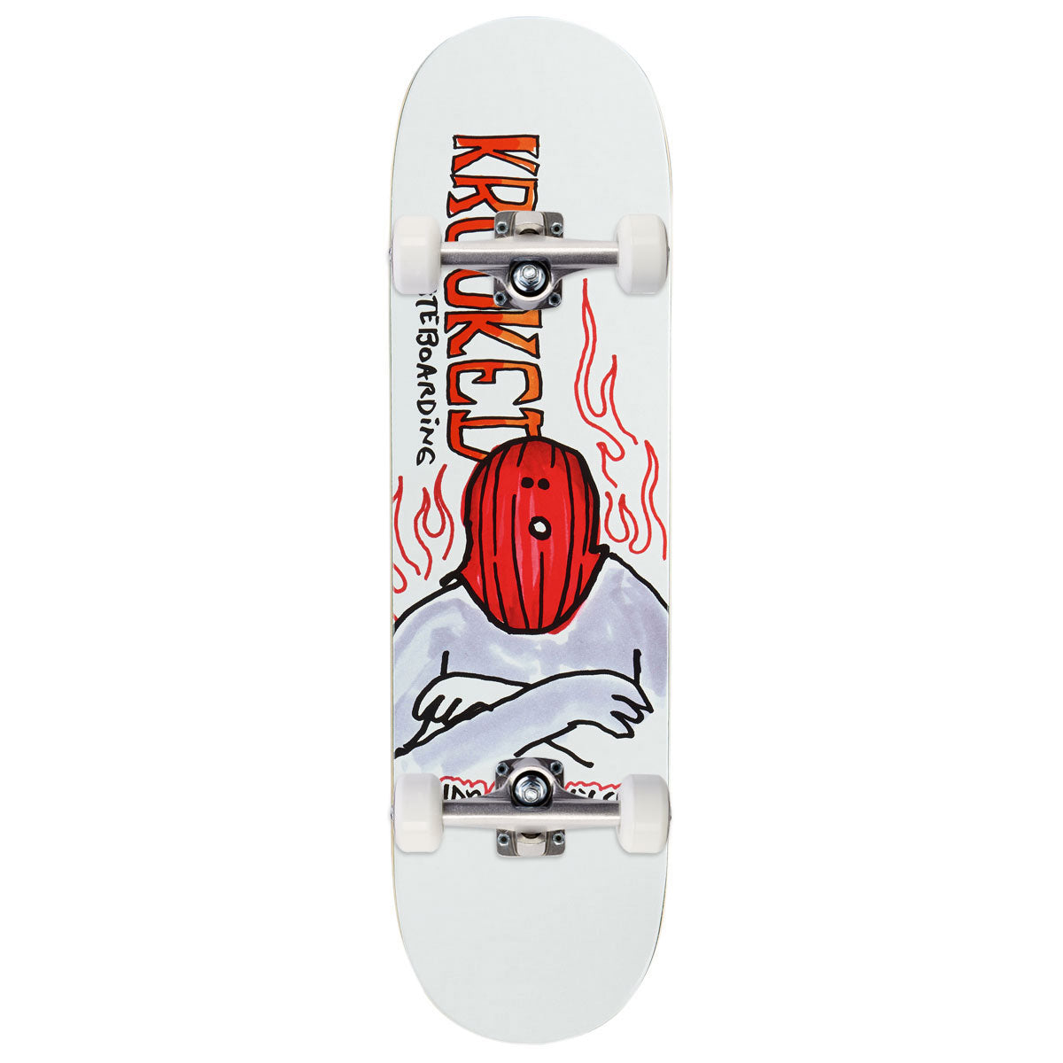 Krooked Wilson Fire Mask Skateboard Complete - White - 8.75