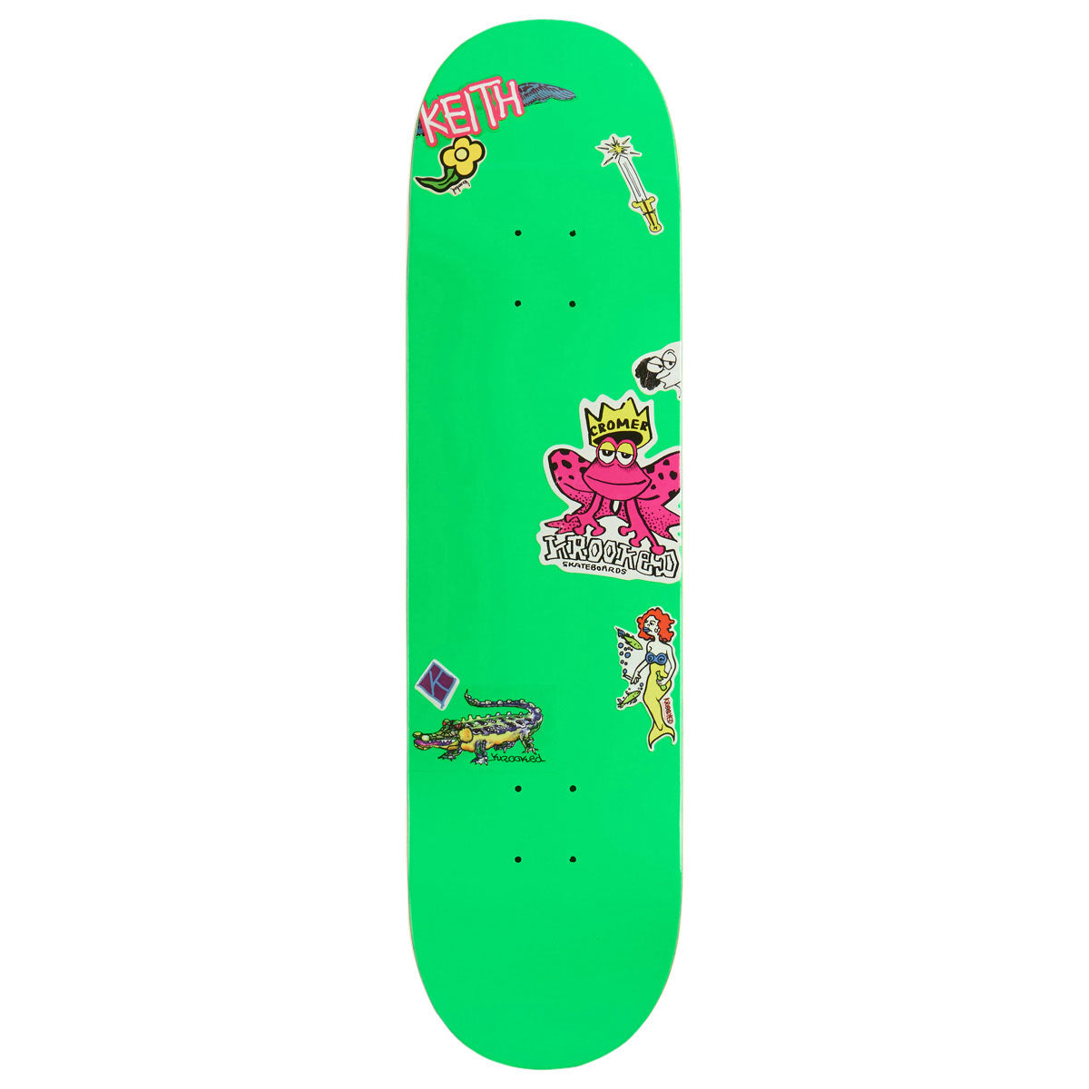 Krooked Cromer Neon Sticker Skateboard Deck - Green - 8.25