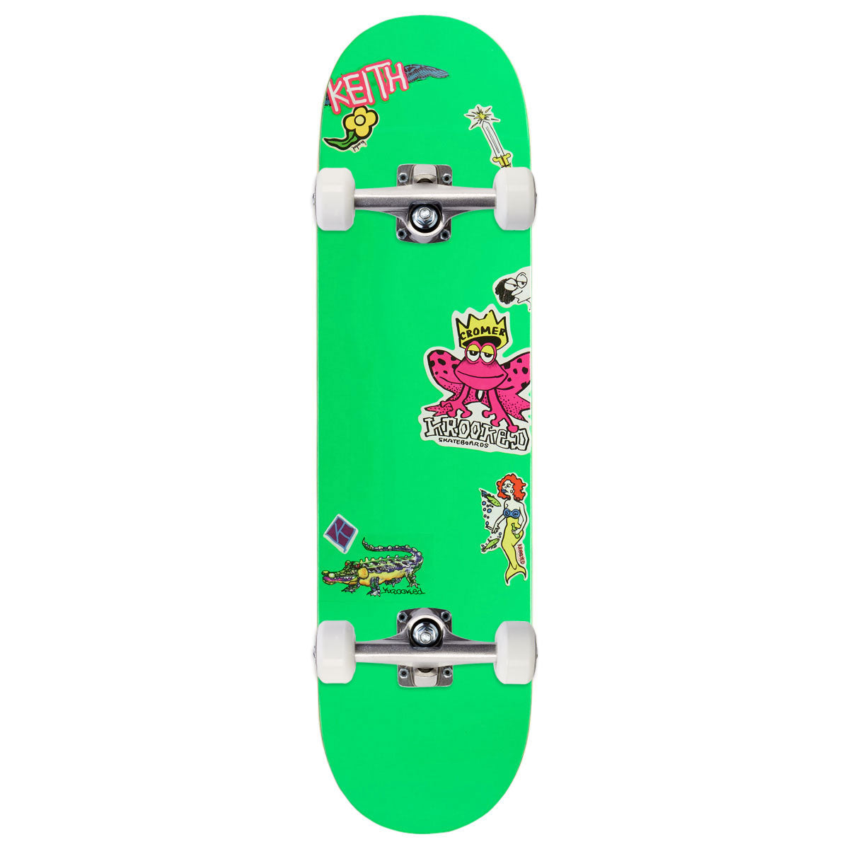 Krooked Cromer Neon Sticker Skateboard Complete - Green - 8.25