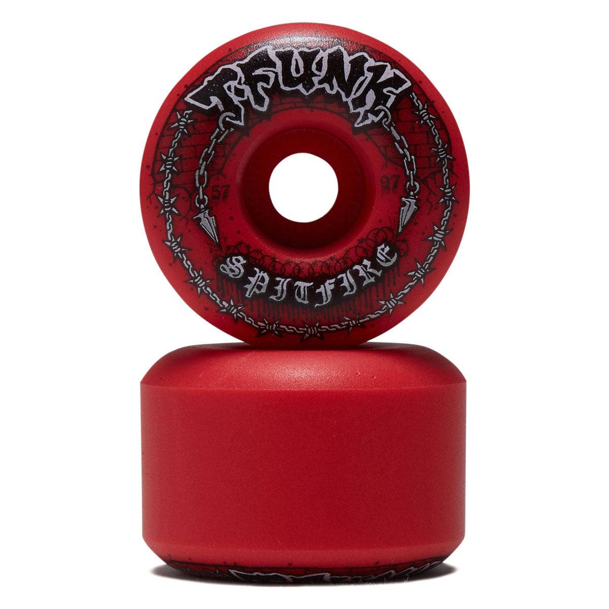 Spitfire T-Funk Raw F4 97 Radial Full Skateboard Wheels - Red - 57mm image 2