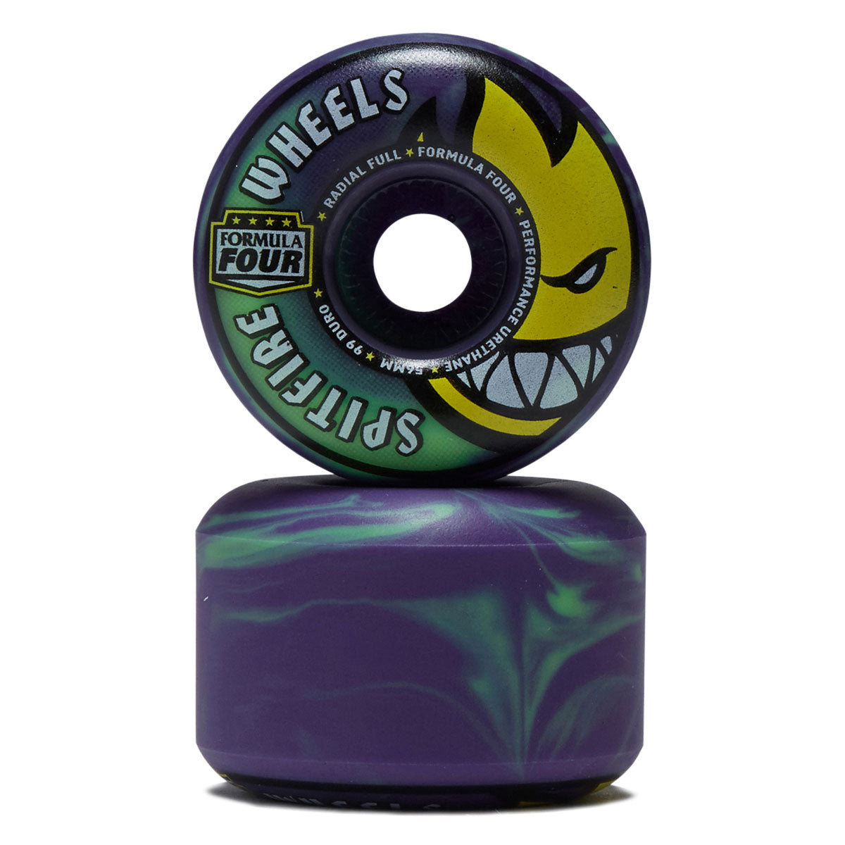 Spitfire Team Colors F4 99 Radial Full Skateboard Wheels - Neon Green/Purple - 56mm image 2