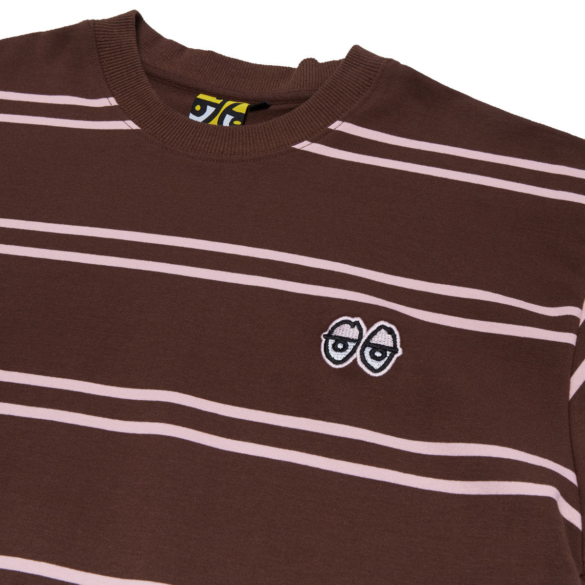 Krooked Eyes Emb Stripe T-Shirt - Brown/Pink/Black/White image 3
