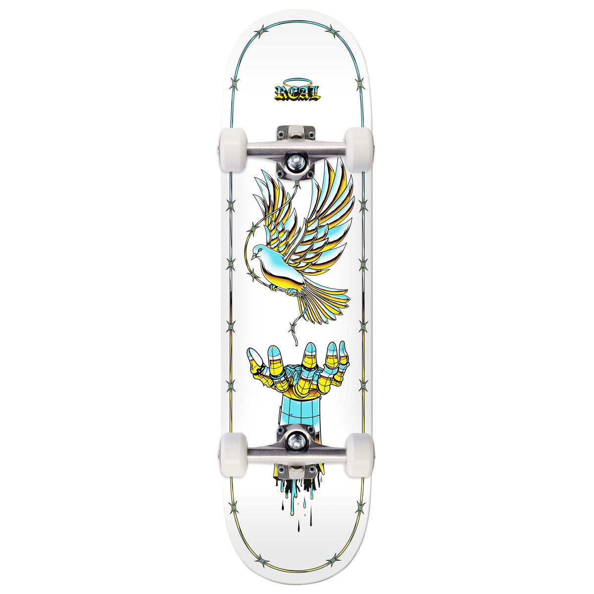 Real Team Synthetic Peace Skateboard Complete - 8.25