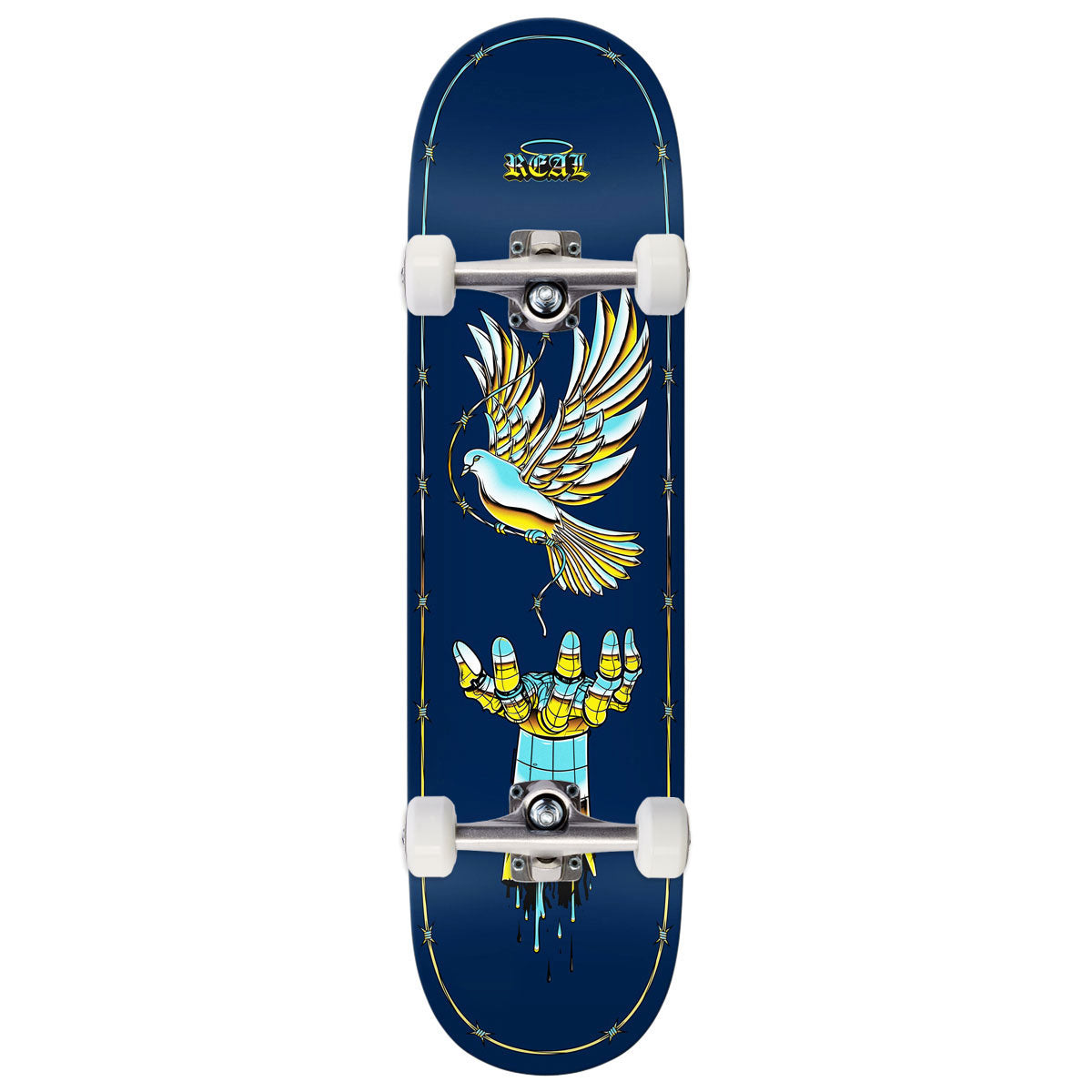 Real Team Synthetic Peace Skateboard Complete - 8.50
