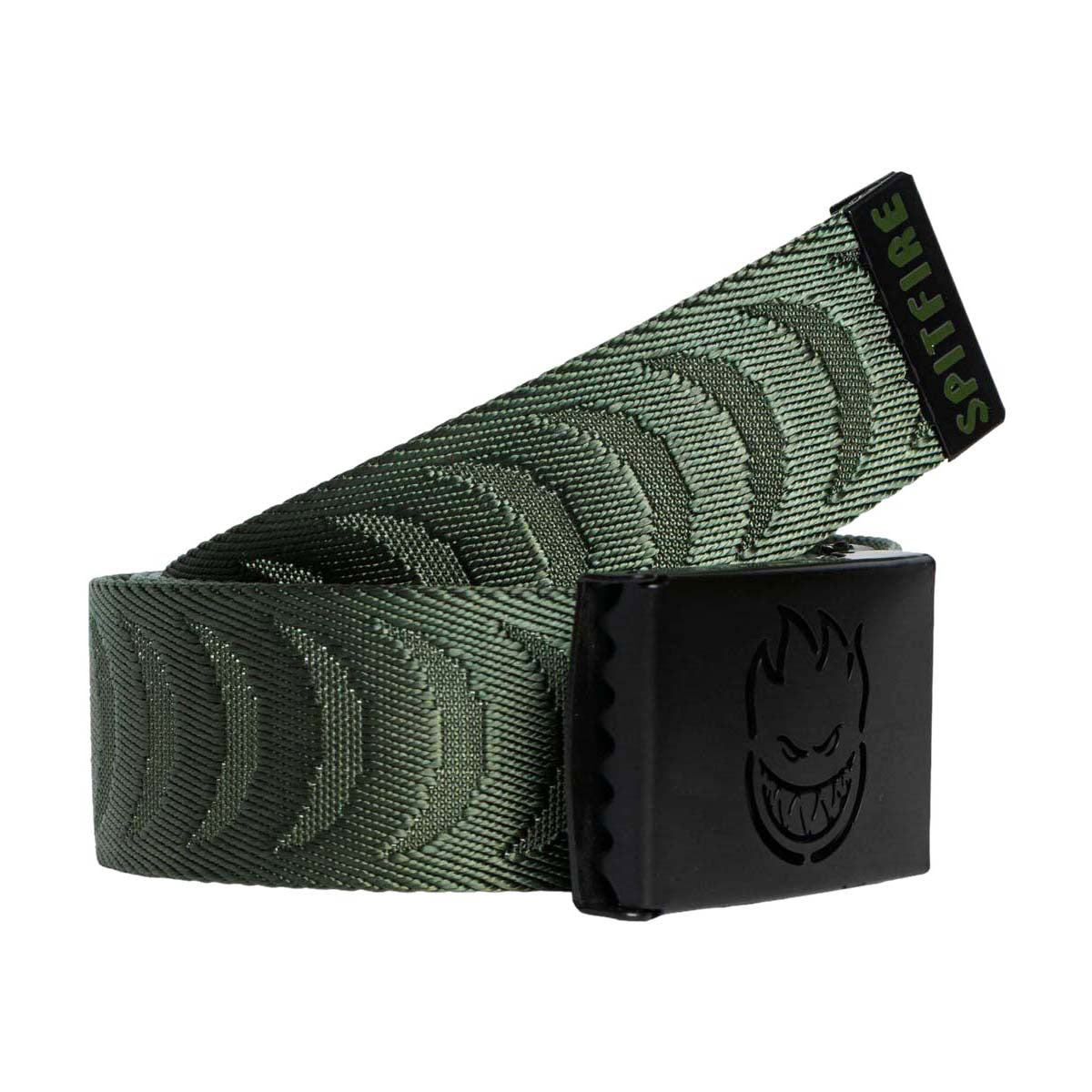 Spitfire Bighead Cut Out Crescent Jacquard Belt - Olive/Black image 2