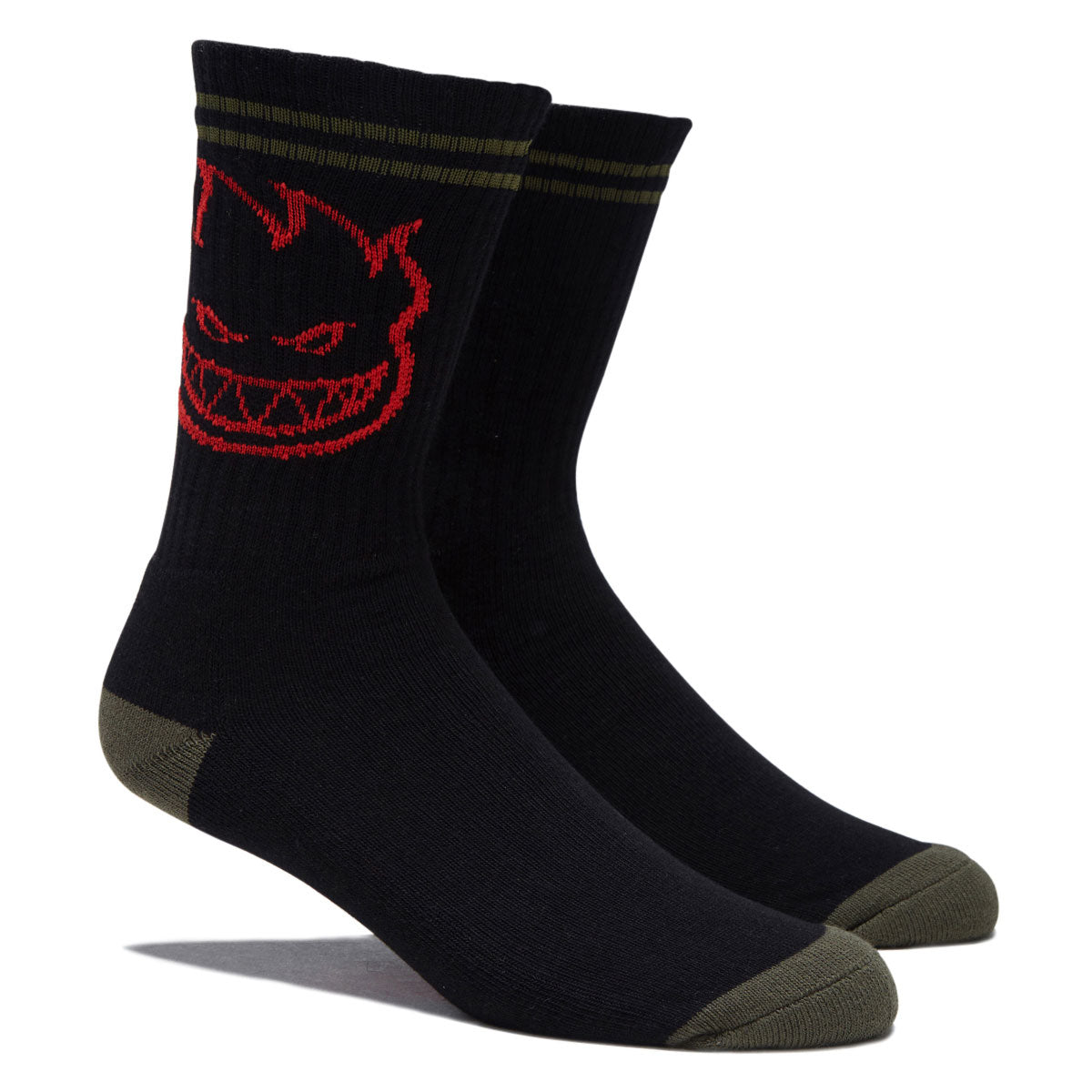 Spitfire Bighead Socks - Black/Olive/Red image 2