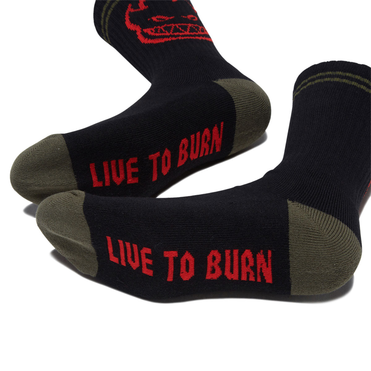Spitfire Bighead Socks - Black/Olive/Red image 3